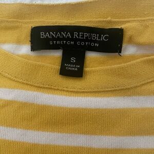 Banana Republic Mustard and White Striped Tee